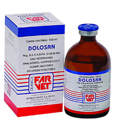 Analytical-grade DOLOSAN equine medication in a veterinary laboratory setting, supplied by Equine Pharma World.