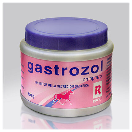 Gastrozol omeprazole 50 mg/ml oral paste syringe for equine gastric ulcer treatment, supplied by Equine Pharma World.