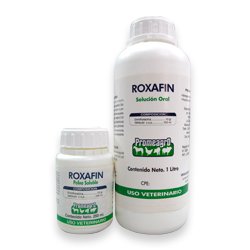 Roxafin enrofloxacin oral solution bottles for equine veterinary use, supplied by Equine Pharma World.